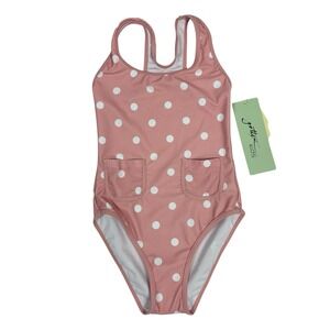 Gottex Girls One Piece Swimsuit Pink Dots Size 5T New With Tags